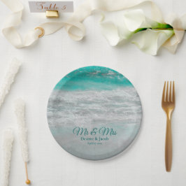 Beach Turquoise Tropical Ocean Waves Coastal Papieren Bordje
