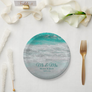 Beach Turquoise Tropical Ocean Waves Coastal Papieren Bordje