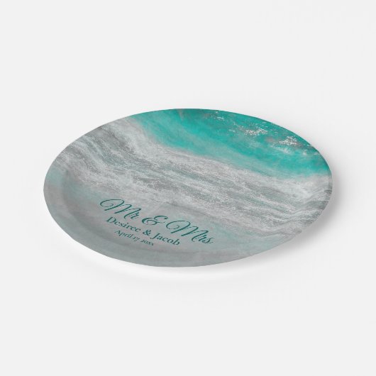 Beach Turquoise Tropical Ocean Waves Coastal Papieren Bordje (Gekanteld)