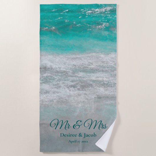 Beach Turquoise Tropical Ocean Waves Coastal Strandlaken (Voorkant)