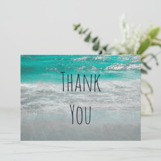 Beach Turquoise White Coastal Ocean Wave Bedankt (Staand voorkant)