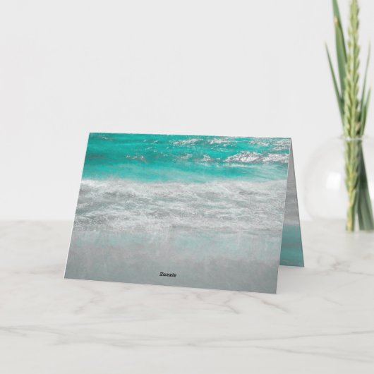 Beach Turquoise White Coastal Ocean Wave Bedankt (Achterkant)