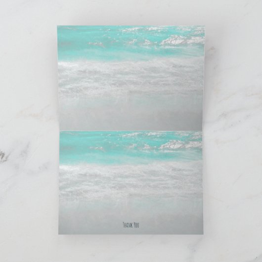 Beach Turquoise White Coastal Ocean Wave Bedankt (Binnen)