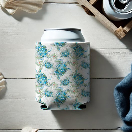 Beach Turquoise Zee Turtle Waterverf Blikjeskoeler