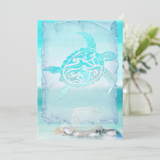 Beach Turtle Waterverf Art Kaart (Staand voorkant)