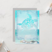 Beach Turtle Waterverf Art Kaart (Voorkant / Achterkant in situ)