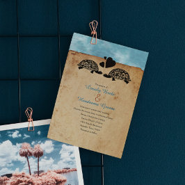 Beach Turtle Whimsical Weddenschap Kaart