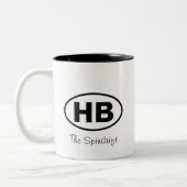 Beach Two Letter Oval Coted Name Tweekleurige Koffiemok (Links)