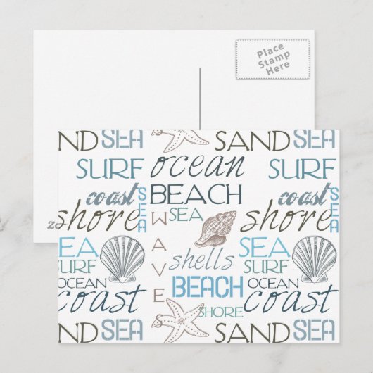 Beach Typografie Briefkaart (Voorkant / Achterkant)