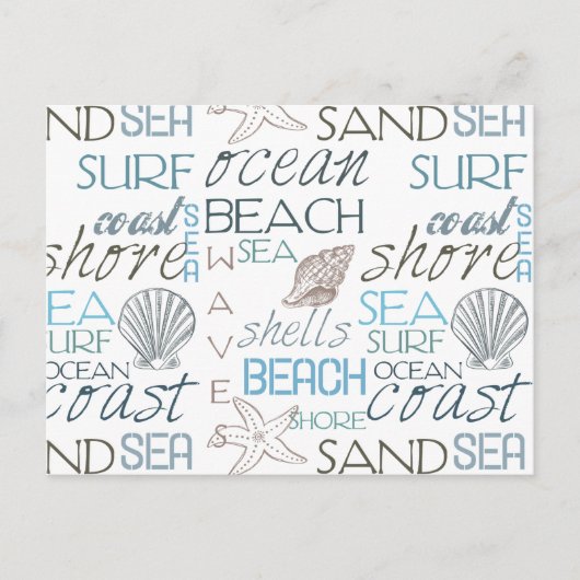 Beach Typografie Briefkaart (Voorkant)