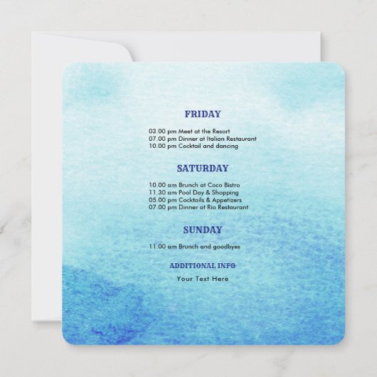 Beach | Uitnodigingen Seaside Bachelorette Weekend (Achterkant)