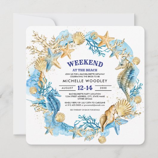 Beach | Uitnodigingen Seaside Bachelorette Weekend (Voorkant)