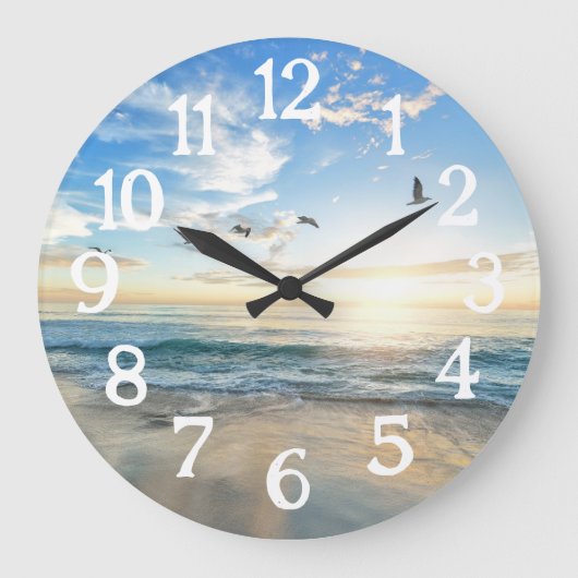 Beach Uitzicht Beauful Serene Ocean Large Clock Grote Klok (Voorkant)