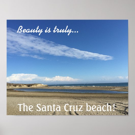 Beach uitzicht bij Santa Cruz Boardwalk Poster (Voorkant)
