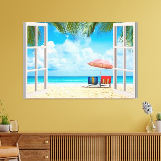 Beach Uitzicht Fake Window Home Kantoor Canvas Afdruk (Insitu (Woonkamer))