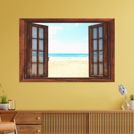 Beach Uitzicht Fake Window Home Kantoor Canvas Afdruk (Insitu (Woonkamer))