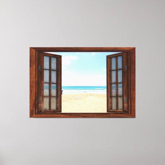 Beach Uitzicht Fake Window Home Kantoor Canvas Afdruk (Voorkant)