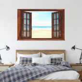 Beach Uitzicht Fake Window Home Kantoor Canvas Afdruk (Insitu (Slaapkamer))
