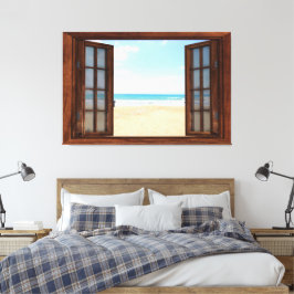 Beach Uitzicht Fake Window Home Kantoor Canvas Afdruk