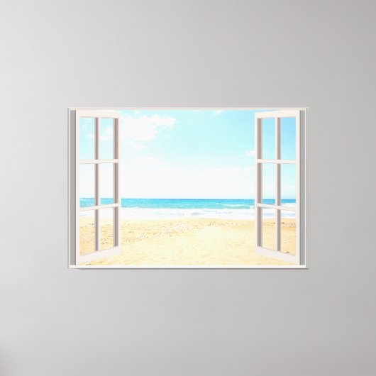 Beach Uitzicht Fake Window Home Kantoor Canvas Afdruk (Voorkant)