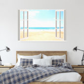 Beach Uitzicht Fake Window Home Kantoor Canvas Afdruk (Insitu (Slaapkamer))