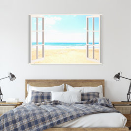 Beach Uitzicht Fake Window Home Kantoor Canvas Afdruk