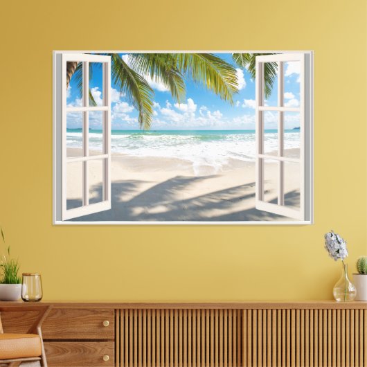 Beach Uitzicht Fake Window Home Kantoor Canvas Afdruk (Insitu (Woonkamer))