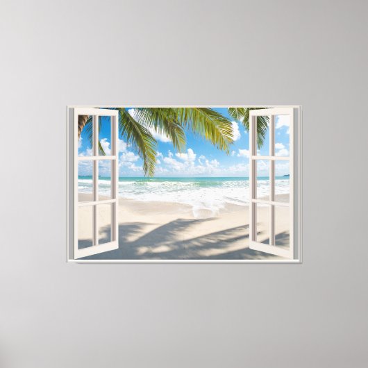 Beach Uitzicht Fake Window Home Kantoor Canvas Afdruk (Voorkant)