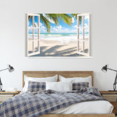 Beach Uitzicht Fake Window Home Kantoor Canvas Afdruk (Insitu (Slaapkamer))