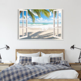 Beach Uitzicht Fake Window Home Kantoor Canvas Afdruk