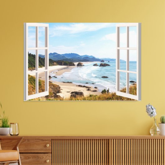 Beach Uitzicht Fake Window Home Kantoor Canvas Afdruk (Insitu (Woonkamer))