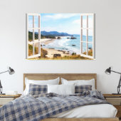 Beach Uitzicht Fake Window Home Kantoor Canvas Afdruk (Insitu (Slaapkamer))