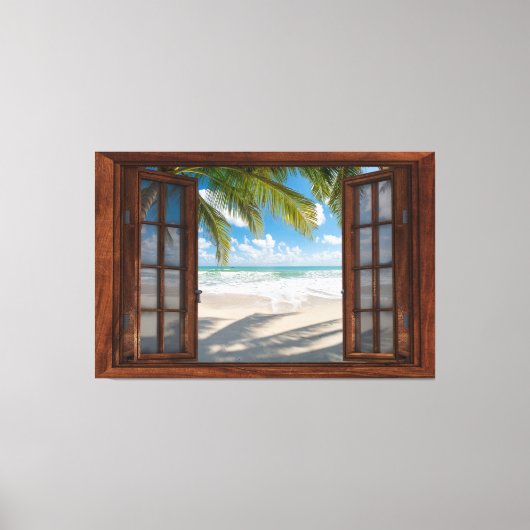 Beach Uitzicht Fake Window Home Kantoor Canvas Afdruk (Voorkant)