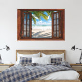 Beach Uitzicht Fake Window Home Kantoor Canvas Afdruk (Insitu (Slaapkamer))