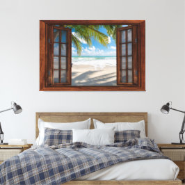 Beach Uitzicht Fake Window Home Kantoor Canvas Afdruk