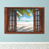Beach Uitzicht Fake Window Home Kantoor Canvas Afdruk (Insitu (Houten vloer))