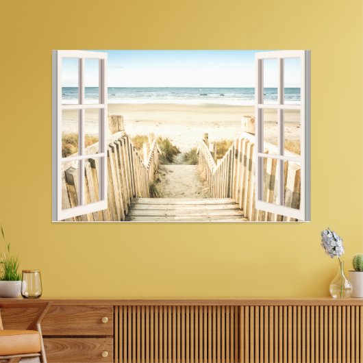 Beach Uitzicht Fake Window Home Kantoor Canvas Afdruk (Insitu (Woonkamer))