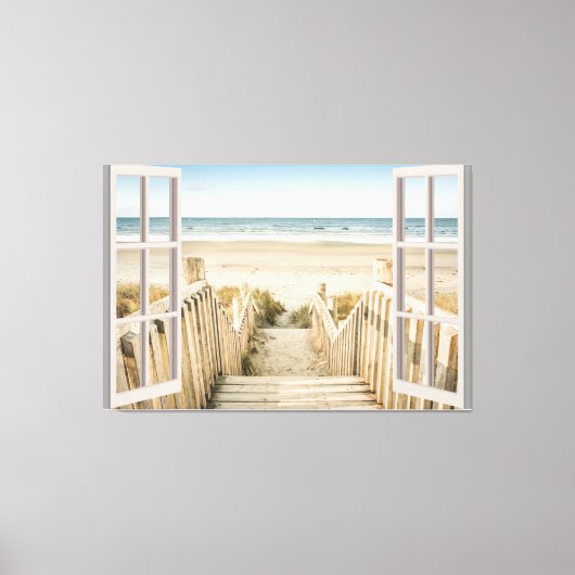 Beach Uitzicht Fake Window Home Kantoor Canvas Afdruk (Voorkant)