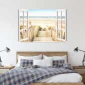Beach Uitzicht Fake Window Home Kantoor Canvas Afdruk (Insitu (Slaapkamer))