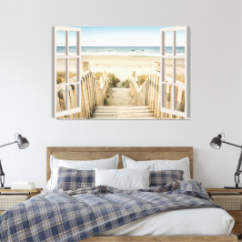 Beach Uitzicht Fake Window Home Kantoor Canvas Afdruk