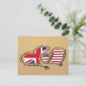 Beach UK and USA Love Hearts Kaart (Staand voorkant)