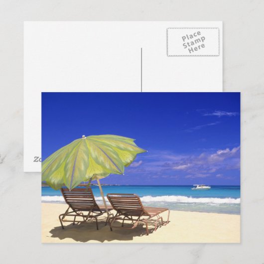 Beach Umbrella, Abaco, Bahamas Briefkaart (Voorkant / Achterkant)