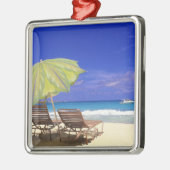 Beach Umbrella, Abaco, Bahamas Metalen Ornament (Links)