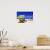 Beach Umbrella, Abaco, Bahamas Poster (Keuken)