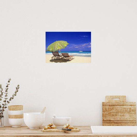 Beach Umbrella, Abaco, Bahamas Poster (Keuken)