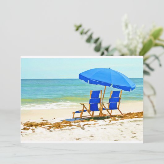 Beach, Umbrella en Chairs bij de Shore Kaart (Staand voorkant)