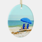Beach, Umbrella en Chairs bij de Shore Keramisch Ornament (Rechts)