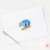 Beach, Umbrella en Chairs bij de Shore Ronde Sticker (Envelop)