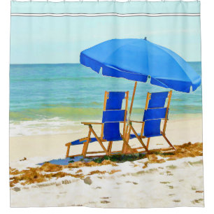 Beach, Umbrella en voorzitters Douchegordijn