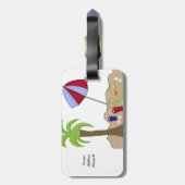 Beach Umbrella in het zand Bagagelabel (Achterkant verticaal)